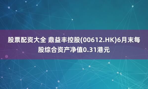 股票配资大全 鼎益丰控股(00612.HK)6月末每股综合资产净值0.31港元